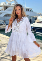 Haftowana Rochie z koronką boho Summer Lady albă