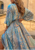 Wzorzysta Rochie maxi z szerokimi rękawami Summer Doll de culoarea fisticului
