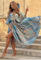 Wzorzysta Rochie maxi z szerokimi rękawami Summer Doll de culoarea fisticului