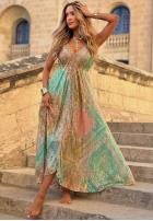 Wzorzysta Rochie maxi na ramiączkach Sun Rituals albastră
