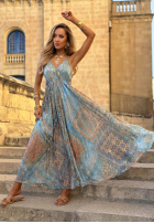 Wzorzysta Rochie maxi na ramiączkach Sun Rituals albastră