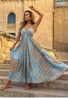 Wzorzysta Rochie maxi na ramiączkach Sun Rituals albastră