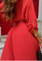 din material textil Pantaloni wide leg Malta Delizia roșii