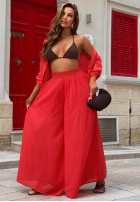 din material textil Pantaloni wide leg Malta Delizia roșii