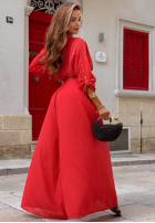 din material textil Pantaloni wide leg Malta Delizia roșii