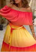 Rochie maxi Cu croială spaniolă ombre Solar Rainbow czerwono-galben