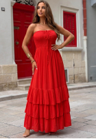 Rochie maxi z falbankami Shimmer Lagoon galben