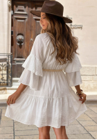 Rochie mini z falbankami i paskiem Malta Delizia roșie