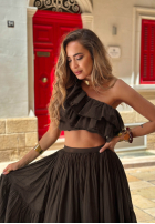 Asymetryczna Bluză z falbankami Malta Delizia roșie