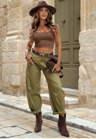 din material textil Pantaloni banana z paskiem Sun Palm măslinie