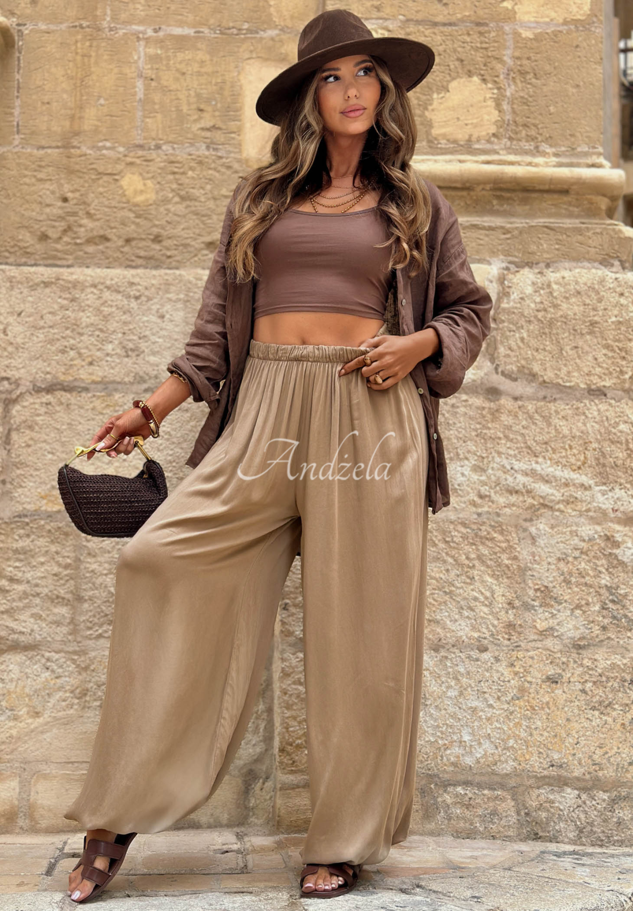 Pantaloni jogger din material din viscoză Ocean Kiss