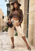 Spodenki din denim bermudy z paskiem Street Story bej