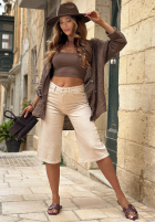 Spodenki din denim bermudy z paskiem Street Story bej
