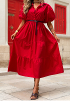 Koszulowa Rochie maxi z bufkami Summer Light bluemarin