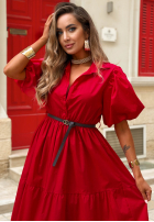 Koszulowa Rochie maxi z bufkami Summer Light bluemarin