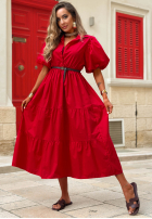 Koszulowa Rochie maxi z bufkami Summer Light bluemarin