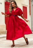 Koszulowa Rochie maxi z bufkami Summer Light bluemarin