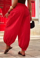 din material textil Pantaloni w paski Malta Romance roșii