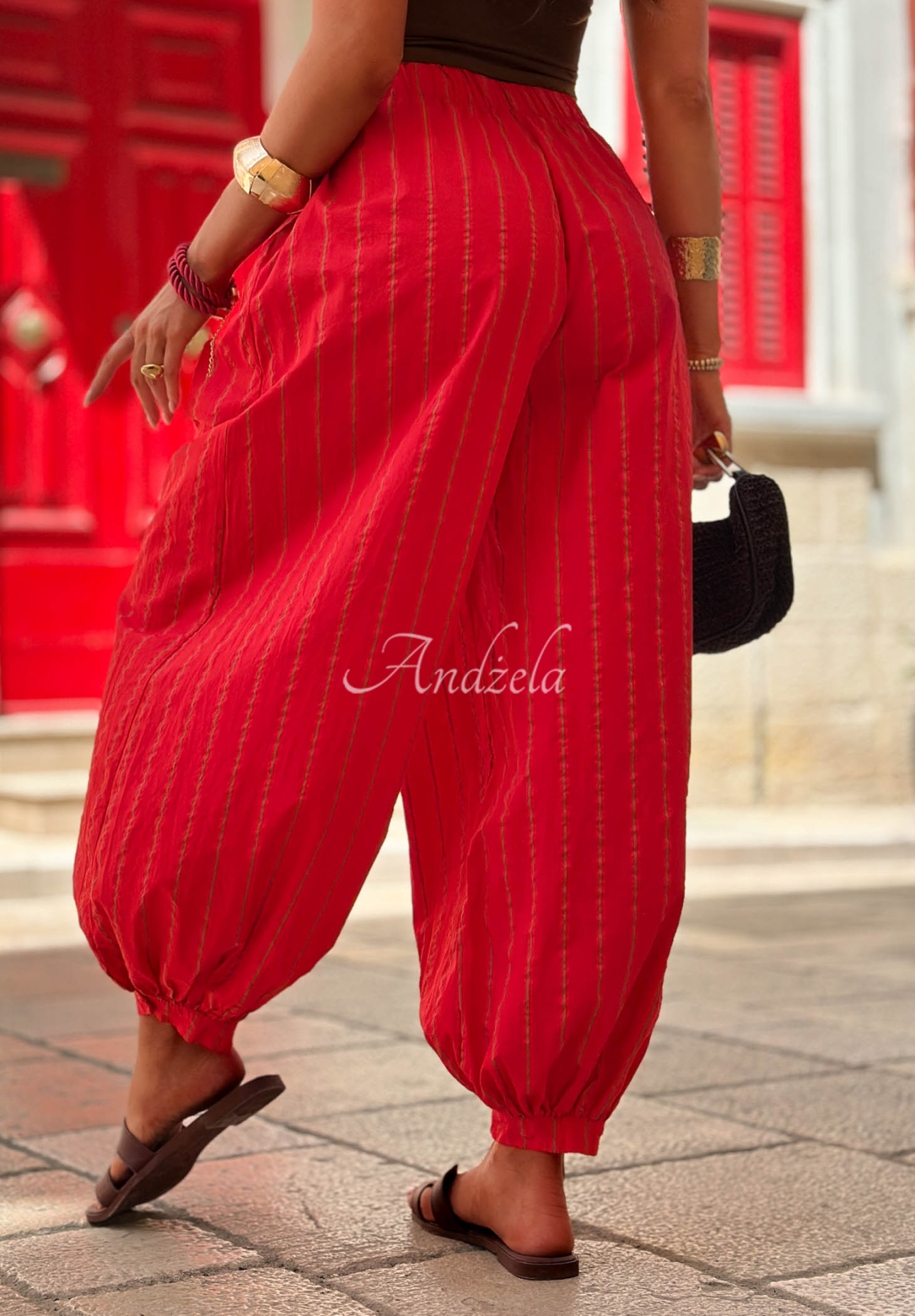 Pantaloni din bumbac în dungi Malta Romance Heat