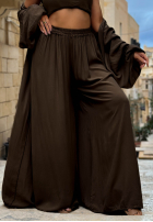 Compleu 4w1 narzutka, Pantaloni, Top  i Eșarfă Amore Bello galbene