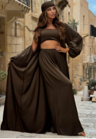 Compleu 4w1 narzutka, Pantaloni, Top  i Eșarfă Amore Bello galbene