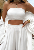 Compleu 4w1 narzutka, Pantaloni, Top  i Eșarfă Amore Bello galbene