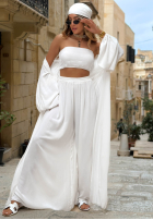 Compleu 4w1 narzutka, Pantaloni, Top  i Eșarfă Amore Bello galbene