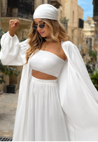 Compleu 4w1 narzutka, Pantaloni, Top  i Eșarfă Amore Bello galbene