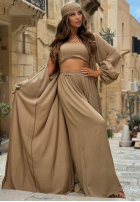 Compleu 4w1 narzutka, Pantaloni, Top  i Eșarfă Amore Bello galbene