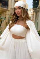 Compleu 4w1 narzutka, Pantaloni, Top  i Eșarfă Amore Bello galbene