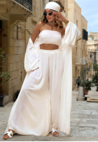 Compleu 4w1 narzutka, Pantaloni, Top  i Eșarfă Amore Bello galbene