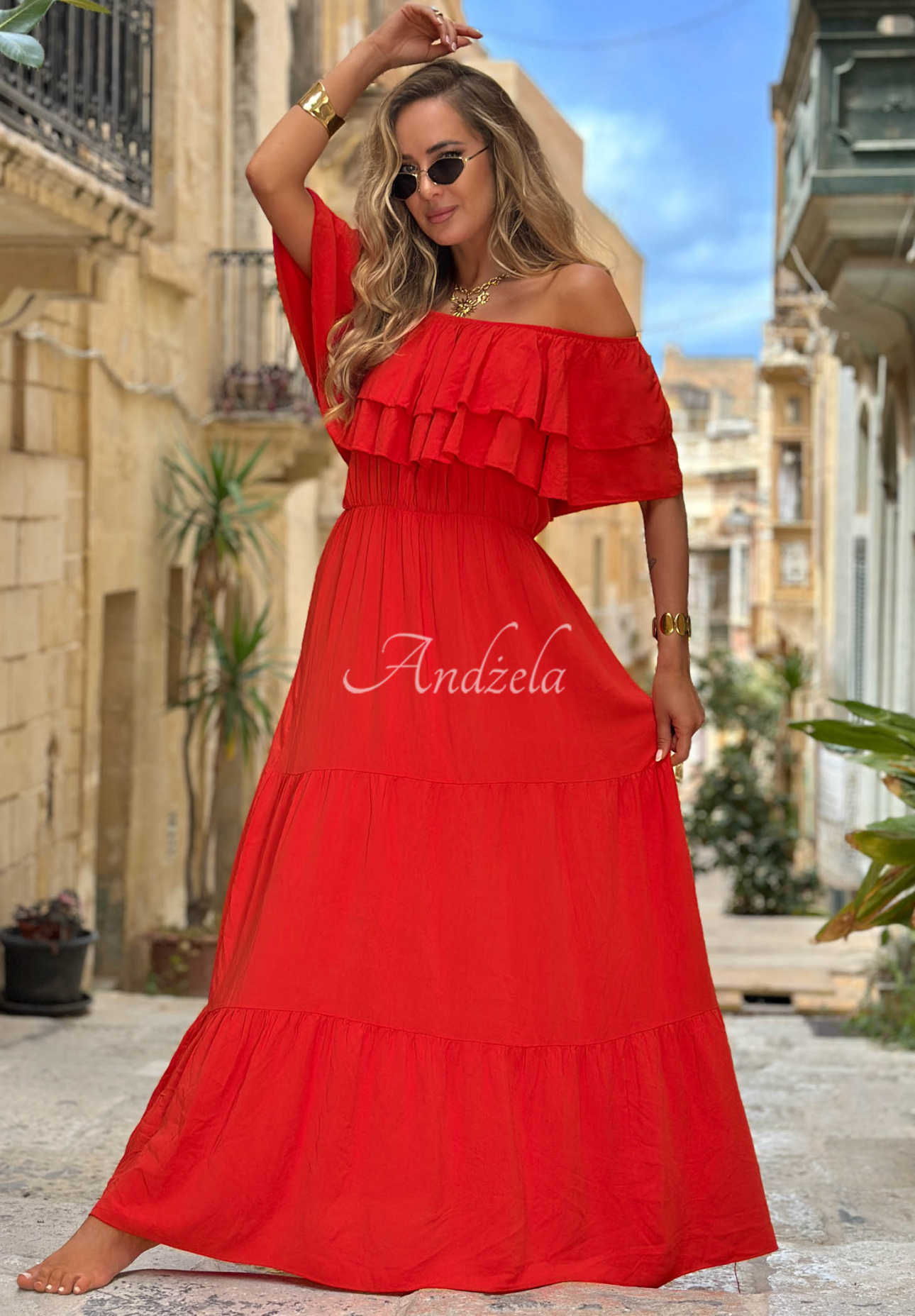 Rochie spaniolă din viscoză cu volănașe Santa Ritta