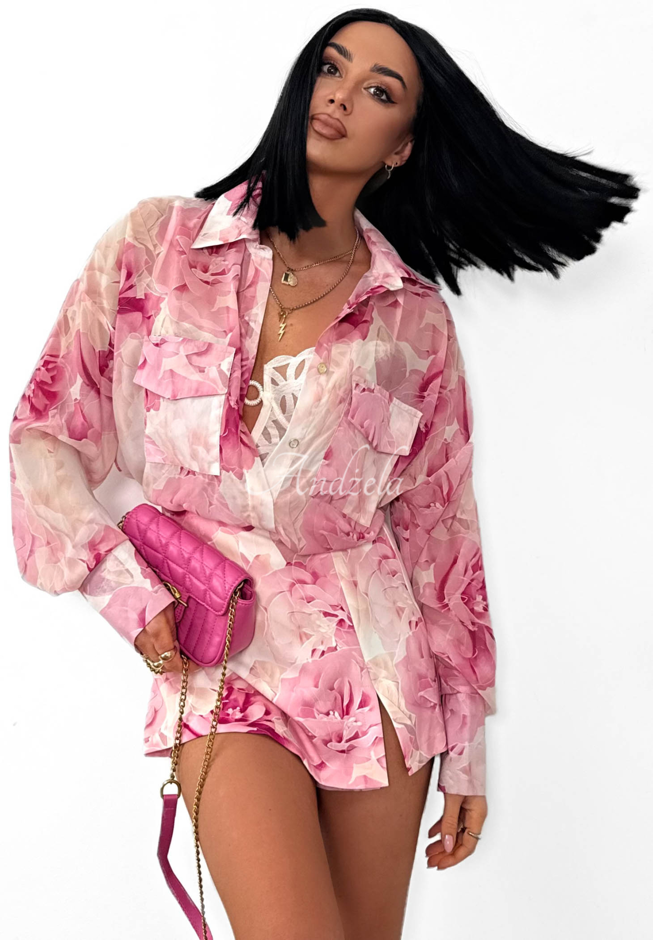 Fustă-pantalon din viscoză cu imprimeu floral La Milla Secret Flower