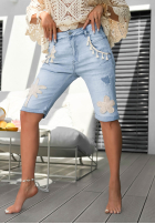 Krótkie din denim spodenki z naszywkami Beach Glow albastru deschis