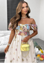 Kwiecista Rochie maxi z bufkami Flori Amori albă