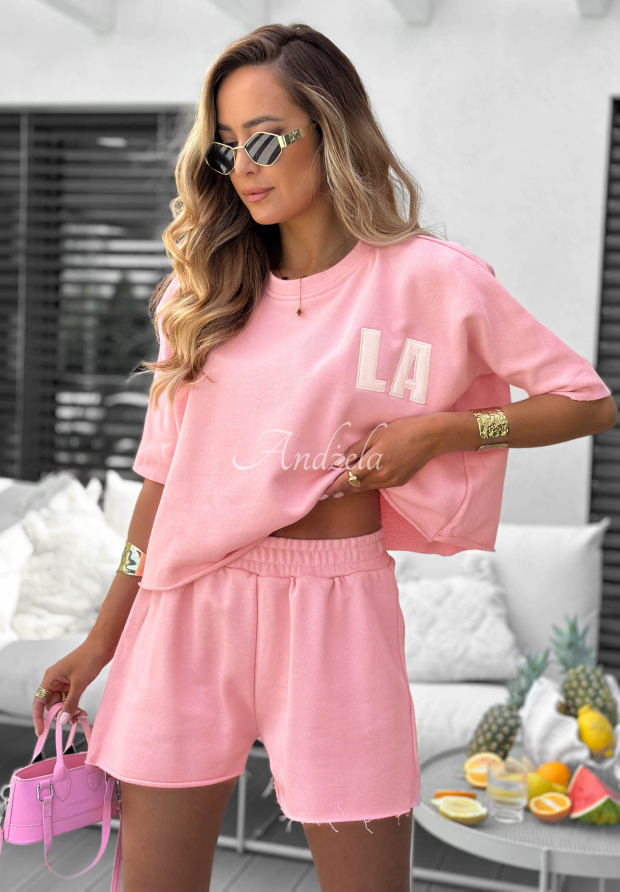 Set din bumbac bluză și pantaloni scurți Hello La