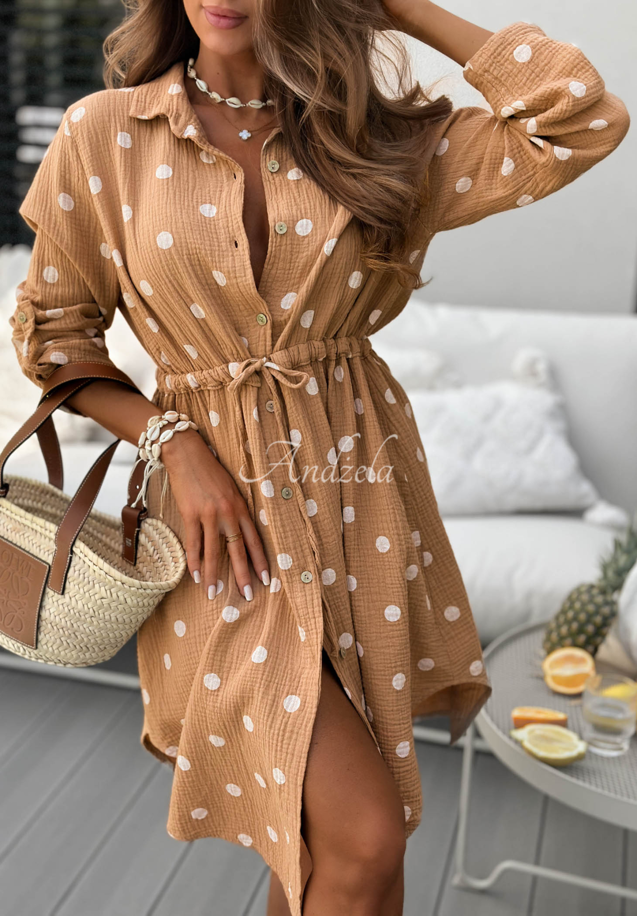 Rochie mini din muselină cu buline Vacation Dots
