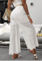 Ażurowe Pantaloni wide leg boho Ocean Shells białe