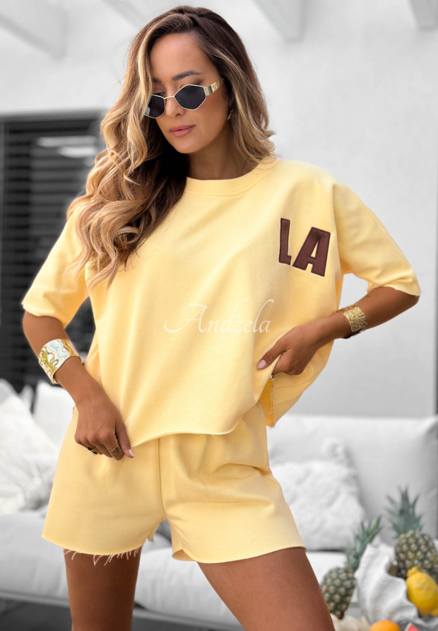 Set din bumbac bluză și pantaloni scurți Hello La
