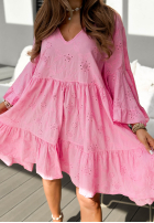 Ażurowa Rochie z falbankami Summer Sweetie roz