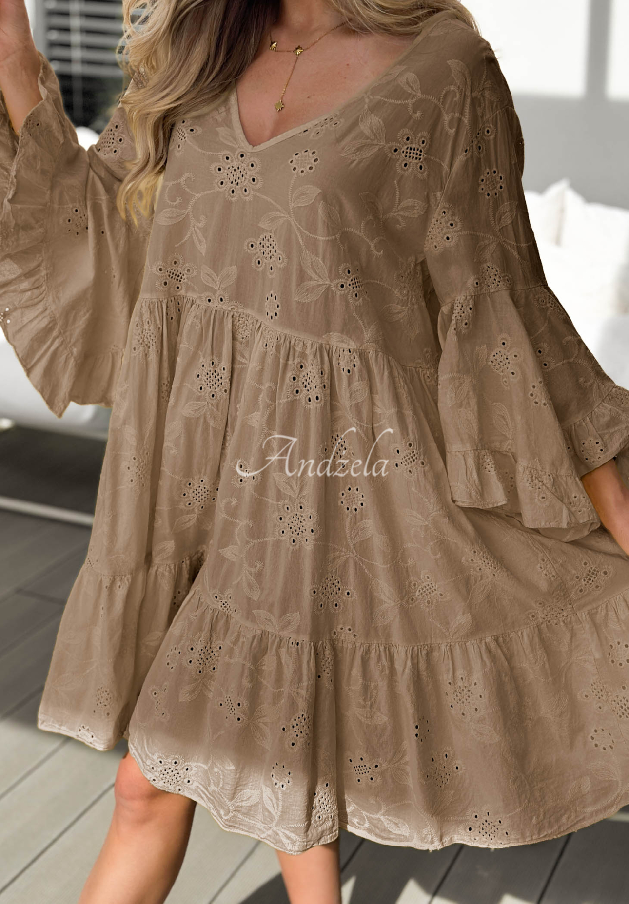 Rochie ajurată din bumbac cu volănașe Summer Sweetie