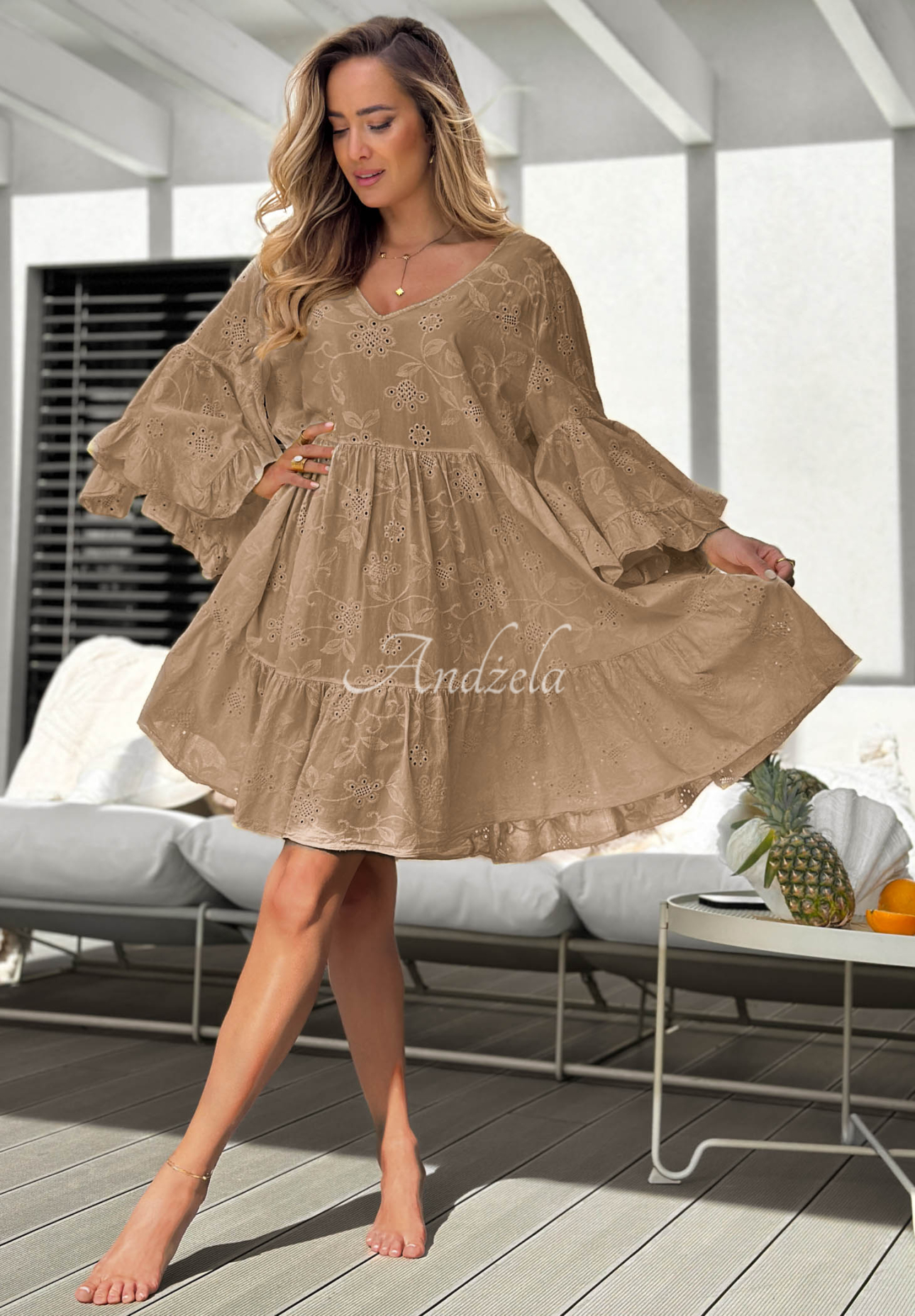 Rochie ajurată din bumbac cu volănașe Summer Sweetie