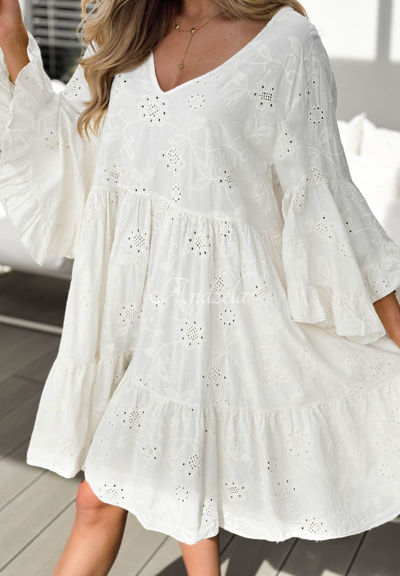 Rochie ajurată din bumbac cu volănașe Summer Sweetie
