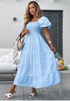 Rochie midi z falbankami i bufkami Ocean Breeze albă