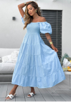 Rochie midi z falbankami i bufkami Ocean Breeze albă