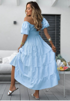Rochie midi z falbankami i bufkami Ocean Breeze albă