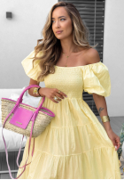 Rochie midi z falbankami i bufkami Ocean Breeze albă