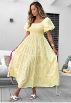 Rochie midi z falbankami i bufkami Ocean Breeze albă