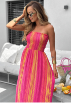 Wzorzysta Rochie maxi bez ramiączek Sun Nectar fucsia