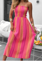 Wzorzysta Rochie maxi bez ramiączek Sun Nectar fucsia